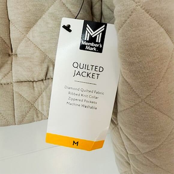 Member's Mark Beige Soft Quilted Full-Zip Bomber Jacket Women's Medium NWT - Picture 4 of 7